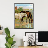 Twee Paarden Retroafdrukken Poster (Thuiskantoor)