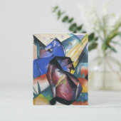 Twee paarden, rood en blauw van Franz Marc Briefkaart (Staand voorkant)