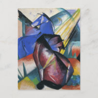 Twee paarden, rood en blauw van Franz Marc
