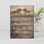 Twee paarden Rustic Country Western Wedding Invita Kaart (Staand voorkant)