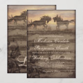 Twee paarden Rustic Country Western Wedding Invita Kaart (Voorkant / Achterkant)