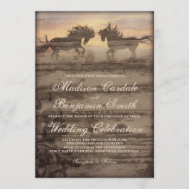 Twee paarden Rustic Country Western Wedding Invita Kaart