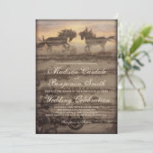 Twee paarden Rustic Country Western Wedding Invita Kaart (Staand voorkant)