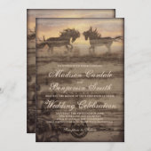 Twee paarden Rustic Country Western Wedding Invita Kaart (Voorkant / Achterkant)