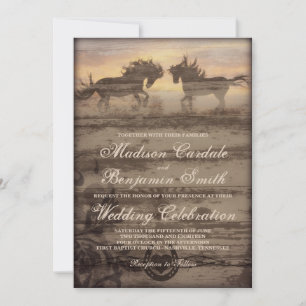 Twee paarden Rustic Country Western Wedding Invita Kaart