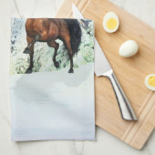 Twee paarden Snowy Scene Theedoek (Quarter Fold)