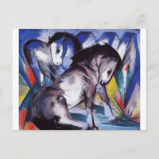 Twee paarden van Franz Marc Briefkaart (Voorkant)