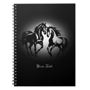 Twee paarden verliefd op zwart wit paardenliefhebb notitieboek
