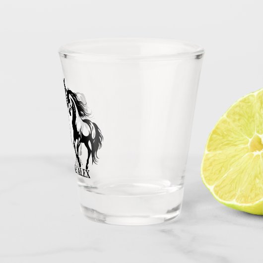 Twee paarden verliefd op zwart wit paardenliefhebb shot glas (Rechts)