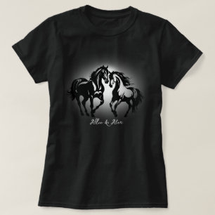Twee paarden verliefd op zwart wit paardenliefhebb t-shirt