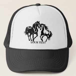 Twee paarden verliefd op zwart wit paardenliefhebb trucker pet