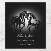 Twee paarden verliefd op zwart wit paardenliefhebb wijn etiket (Enkel label)