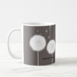 Twee paardenbloemen Taupe Rusticale koffie thee Koffiemok