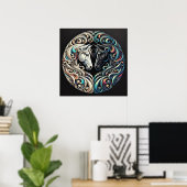 Twee paardenhoofden tegenover elkaar poster (Thuiskantoor)