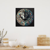 Twee paardenhoofden tegenover elkaar poster (Keuken)