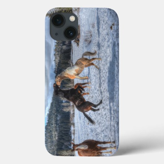 Twee paardenrennen voor het afspelen van wintersne Case-Mate iPhone case (Achterkant)