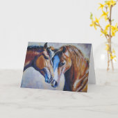 Twee paardenwenskaart kaart (Gele Bloem)