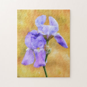 Twee paarse bloemen iris lente puzzel kunst