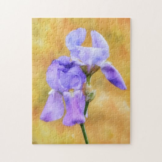 Twee paarse bloemen iris lente puzzel kunst (Verticaal)