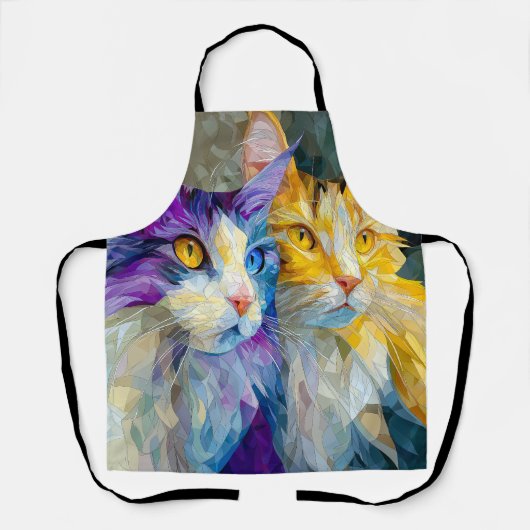 Twee paarse en gele katten schort (Voorkant)