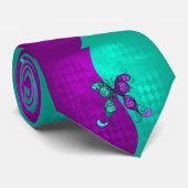 Twee Paarse en Turquoise Blauwgroen vlinder Stropdas (Opgerold)