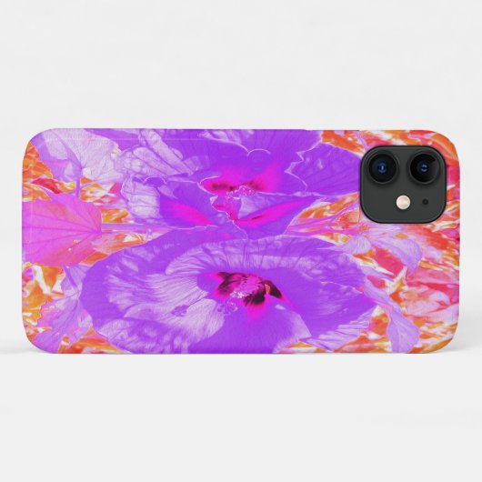 Twee Paarse en warme roze roze luiers hibiscus Case-Mate iPhone Case (Achterkant (horizontaal))