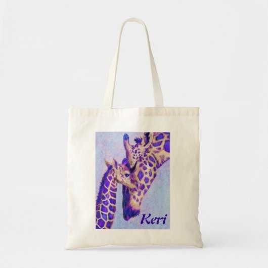 Twee paarse giraffen canvas tas (Voorkant)