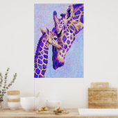 Twee Paarse Giraffes Poster (Keuken)