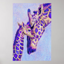 Twee Paarse Giraffes Poster