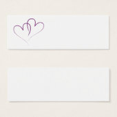 Twee paarse harten met elkaar verweven mini visitekaartjes (Voorkant /achterkant)