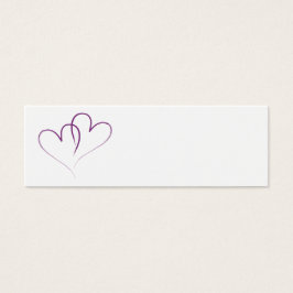 Twee paarse harten met elkaar verweven mini visitekaartjes