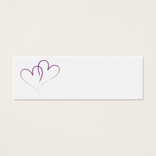 Twee paarse harten met elkaar verweven mini visitekaartjes (Voorkant)