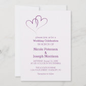 Twee paarse harten verstrengeld kaart (Voorkant)