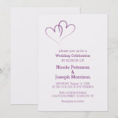 Twee paarse harten verstrengeld kaart (Voorkant / Achterkant)