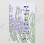 Twee Paarse Hyacinten Trouwmenu Menu (Voorkant / Achterkant)