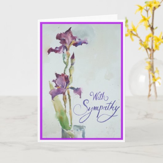 Twee Paarse iris sympathiekaarten Kaart (Gele Bloem)