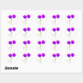 Twee Paarse Lila papaverbloemen illustratie Ronde Sticker (Vel)