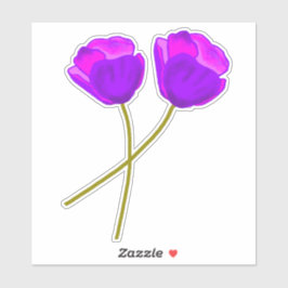 Twee Paarse Lila papaverbloemen illustratie Sticker
