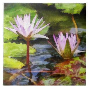 Twee Paarse Lotus Tegeltje
