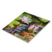Twee Paarse Lotus Tegeltje (Zijkant)