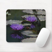 Twee Paarse Lotus Waterlilies Muismat (Met muis)