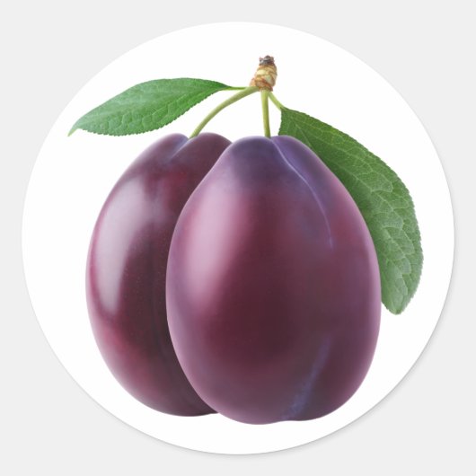 Twee paarse pruimen ronde sticker (Voorkant)