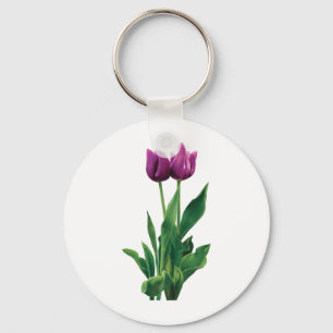 Twee Paarse Tulpen Sleutelhanger