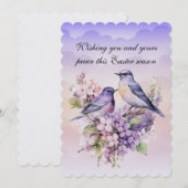 Twee Paarse vogels in de lentebloemen Pasen Feestdagenkaart (Voorkant / Achterkant)