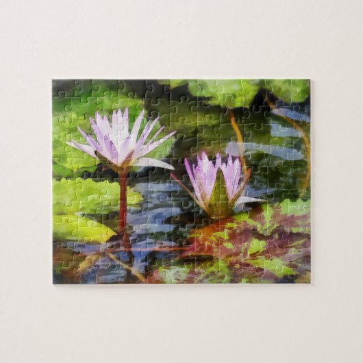 Twee paarse waterlotus legpuzzel (Horizontaal)