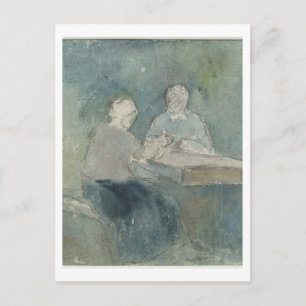 Twee Paasantia in de tabel, c.1874 (m/c op papier) Briefkaart