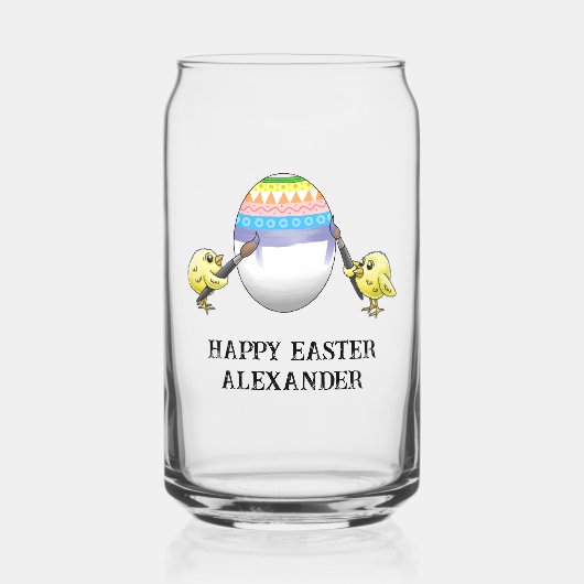 Twee paaskuikens schilderen het paasei blikvorm glas (Voorkant)