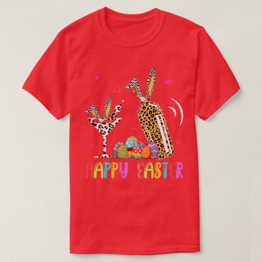 Twee paasmakerwerktuigen Bunny Leopard Funny Eas T-shirt (Design voorkant)