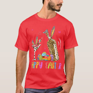 Twee paasmakerwerktuigen Bunny Leopard Funny Eas T-shirt