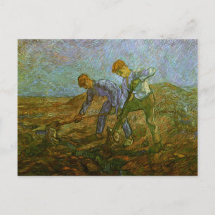 Twee pachters die graven, Van Gogh Fine Art Briefkaart